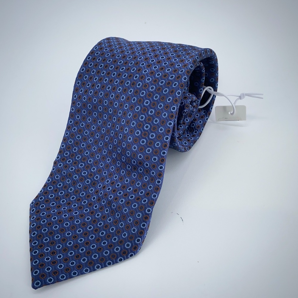 Eton Tie Men One Size Purple Brown Polka Dot Silk Classic Necktie Italy Made